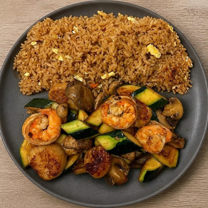 Hibachi scallop and jumbo shrimp with fried rice
